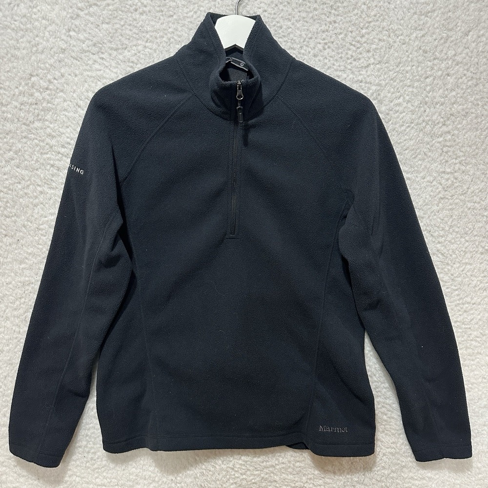 Marmot 1/4 Zip Black Fleece Embroidered Logo Pullover w/ Company Logo Size M